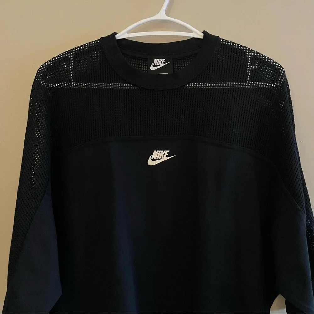 Nike Black Drop Sleeve Mesh Top w 3/4 Sleeve & Cropped Boxy Fit – Size Small EUC - Picture 4 of 14